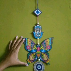 Wooden Butterfly Evil Eye Hanging For House