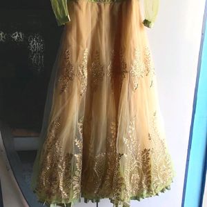 green creme gown