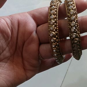 Antique Gold Flower Design Bangle