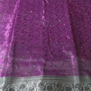 💜💜 Sprakling Pretty Shimmery Purple Vibrant Sari