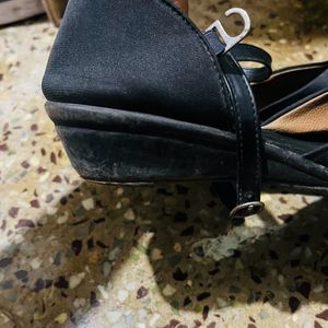 Black Slight Heel Wedges For Women