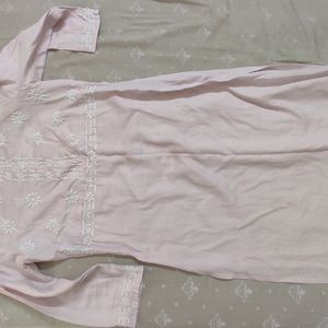 BABY PINK CHINKARI COTTON KURTA