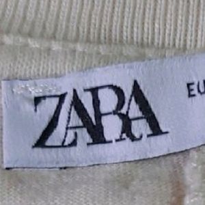Set Of Zara Top & Flared Jean Skirt