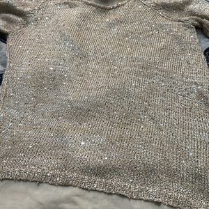 Glitter Gold Sequins Sweater Blouse