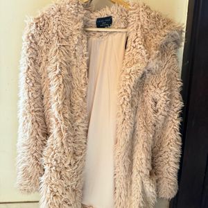 Blush pink Fur Free Size Hood Coat