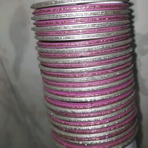 Silver and Purple Glitter Bangles