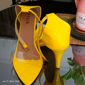 🛍️ @₹229 Transparent Strap Yellow Point Heel