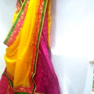 LEEHENGA CHOLI  Saree Stitched( 2 more Shawls )