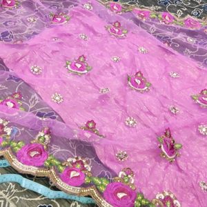 Rose Pink  Ready To Wear Saree