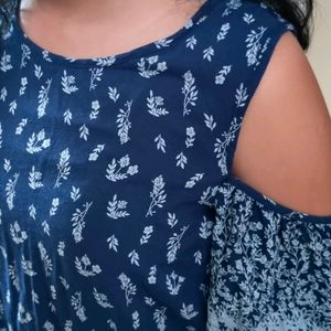 blue floral open shoulder top 𐙚