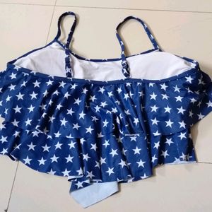 starry blue padded tankini swimwear top 𐙚