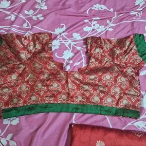 Art Silk Saree With Readymade 42 Size Blouse