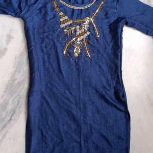 Beads Work Blue Kurta