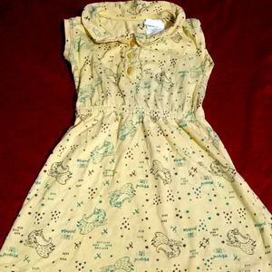 Baby Girl Yellow Printed Cotton Frock