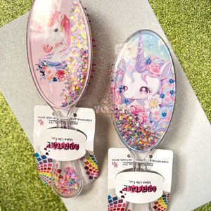 Printed Glitter Hair Brush For 1pc