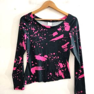 Urbanic Black Printed Top ( Women)