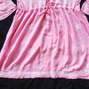 Chikankari Pink Kurti