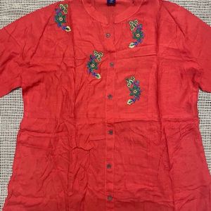 Light Red Embroidered Tunic