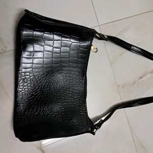 Black Leather Sling Bag