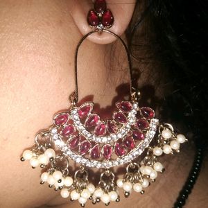 Pearl Pink Kundhan Australian Diamond And Beads Earrings