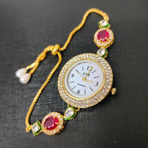 Kundan Analogue Watch For Women