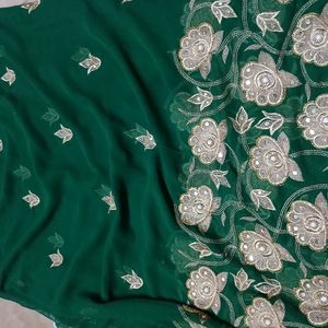 Green Embroidery Saree