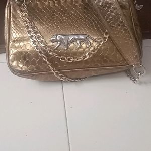 Price Drop Sabyasachi Gold leather Croco sling