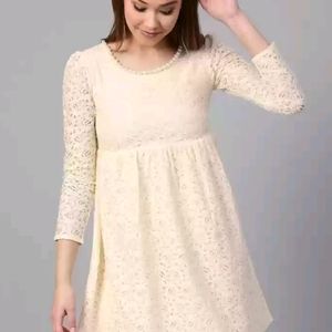 Korean cream lace dress