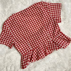 Shein Red Gingham Top