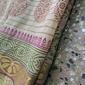 Pure Cotton Saree With Printed