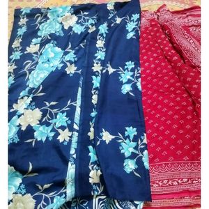 Beautiful Red And Blue Saree Combo