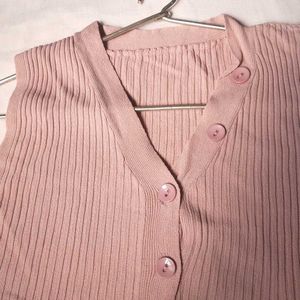 Baby Pink V Neck Top