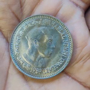 5rs jawaharlal nehru coin1989