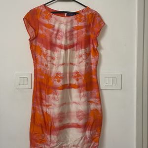 Orange And White Tie Dye A-Line Formal Dress