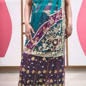 Lehnga Saree With Kurti & Peticot