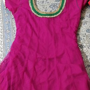 Dark Pink Anarkali Suit With Churidaar Pajama.