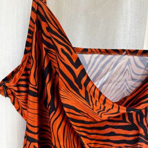 Animal Print Side Slit Dress - Rust