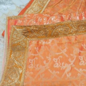 Heavy border saree&blouse unused...soft material