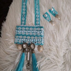 Beautiful And Elegant Sky Blue Long Necklace