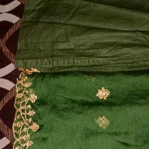 Dark Green Kurta Set, Kurti, Narrow Pant Dupatta