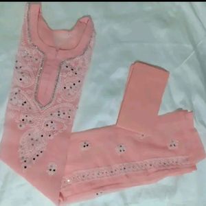 Peach Chikankari Kurti