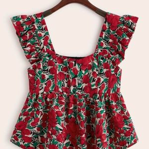 Shein Peplum Babydoll Top Cottagecore Pinteresty