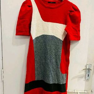 Beautiful Imported Sweater Dress With Puff Sleeves