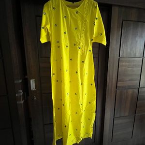 Yellow mirror work gown