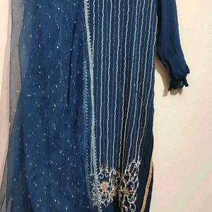 Sea🌊Blue Sharara Suit With Dupatta 34 Bust