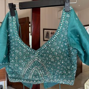 Teal, Grey and Silver Embellished Lehenga Set