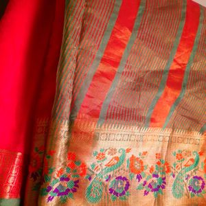 Red Cotton Saree