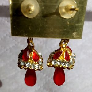 Jumki Style Earrings With Diamond Beads