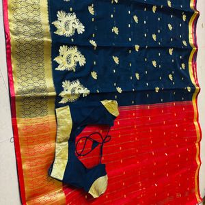 banarsi saree with readymade blouse