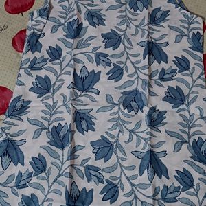 Woman New Kurta Pant Set Blue&White